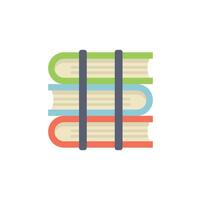 Stack of three books tied together with black straps icon vector