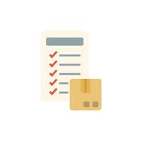Delivery checklist representing shipping logistics with cardboard box and clipboard vector