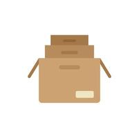 Open cardboard box full of smaller cardboard boxes for storage or moving vector