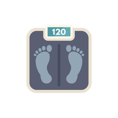 Bathroom scale displaying weight, measuring body mass index