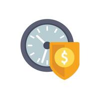 Clock and shield protecting dollar sign illustrating financial security concept vector