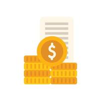 Stack of gold coins with dollar sign and invoice representing payment for services vector