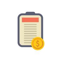 Clipboard showing invoice with dollar coin representing business expenses vector