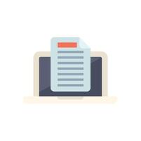 Laptop displaying digital document for online communication vector
