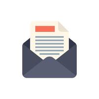 Open envelope containing letter with lines of text for communication vector
