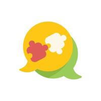 Speech bubble connecting puzzle pieces teamwork collaboration icon vector