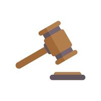 Wooden judge gavel striking sound block making decision vector