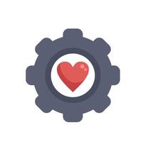 Gear with a heart representing the concept of love at work vector