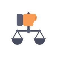 Hand pointing down on justice scale showing inequality vector