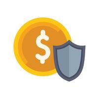 Shield protecting dollar coin secure investment concept vector