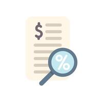 Magnifying glass examining financial document for interest rates and savings vector
