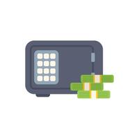 Safe deposit box protecting stacks of money with security code vector