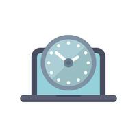 Clock displaying on laptop screen for time management vector