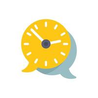 Clock face talking about time management in a speech bubble vector