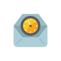 Opened email envelope containing a clock showing fast delivery time vector