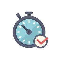 Stopwatch showing time passing with check mark symbol beside it vector