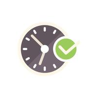 Clock showing time passing with check mark symbol for on time delivery vector