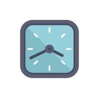 Square clock telling time with hour and minute hands vector