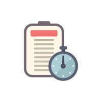 Stopwatch measuring time running out for completing checklist on clipboard vector