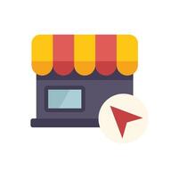 Location pin pointing at a store building vector