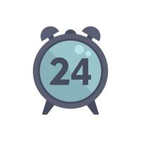Alarm clock showing 24 hours for 24 7 service concept vector