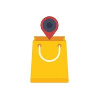 Shopping bag showing location with map pin pointing on it vector