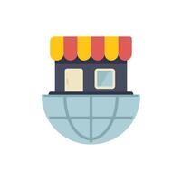 Small business standing on a globe representing global business and e commerce vector