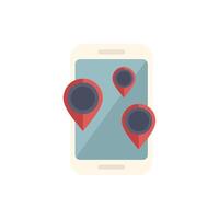 Mobile phone showing gps location tracking app with red pins vector