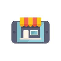 Online shop application displaying on smartphone screen for e commerce business vector