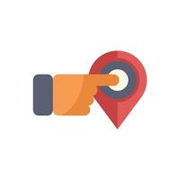 Hand pointing location pin icon showing navigation and position vector