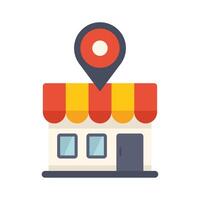 Location pin showing position of retail store on map vector
