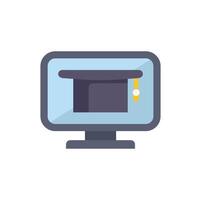 Graduation cap displaying inside computer screen for online education vector