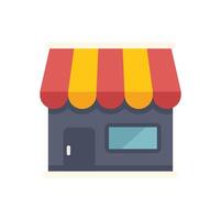 Small business storefront with striped awning icon representing local shop vector