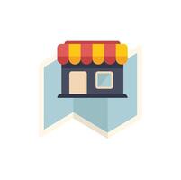 Store location pinpointing business on a map vector