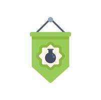 Green islamic flag with lab flask hanging showing science and islam vector