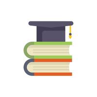Graduation cap resting on stack of books representing education vector