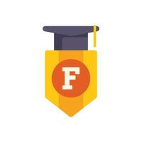 Graduation cap resting on a pennant with letter f symbolising failure vector