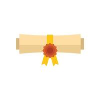 Diploma scroll with yellow ribbon and wax seal representing graduation ceremony vector