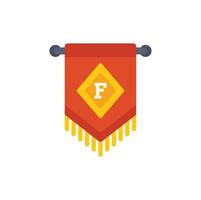 Red pennant hanging on a wall with letter f initial symbol vector