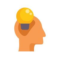 Human head profile with light bulb appearing having an idea vector