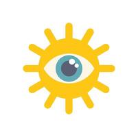 Eye watching surrounded by sun rays simple graphic vector