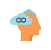 Human head with infinity symbol inside cloud computing representing unlimited potential vector