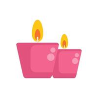 Two pink burning aromatic candles creating romantic atmosphere vector