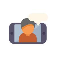 Person chatting on smartphone with speech bubble displayed vector
