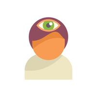 Man having third eye opening symbol on forehead flat icon design vector