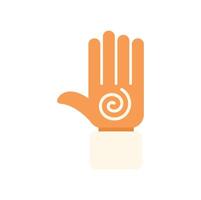 Open hand showing spiral on palm as hypnosis symbol vector