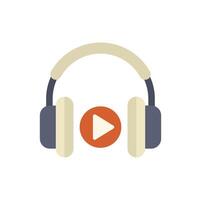 Headphones playing audio with play button multimedia icon vector