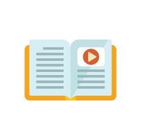 Open book combining text with video tutorial content vector