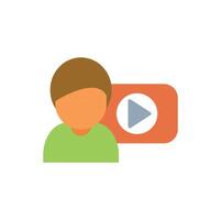Person watching video content online with play button icon vector