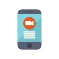 Smartphone showing video call interface on screen vector